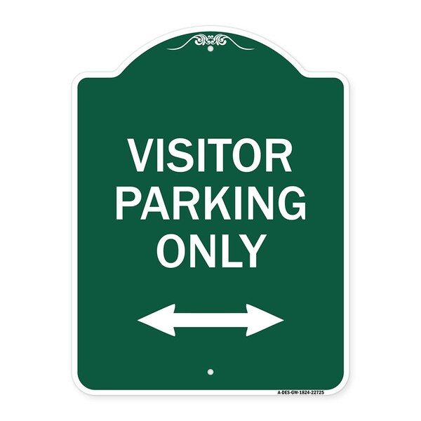 Signmission Visitor Parking Visitor Parking Only With Bidirectional Arrow, Green & White, A-DES-GW-1824-22725 A-DES-GW-1824-22725 - main